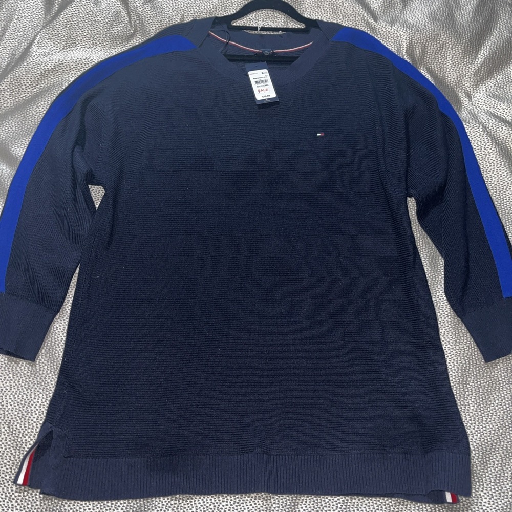 New Tommy Hilfiger Ribbed Womens XXL Sweater Contrast Stripe Detail
